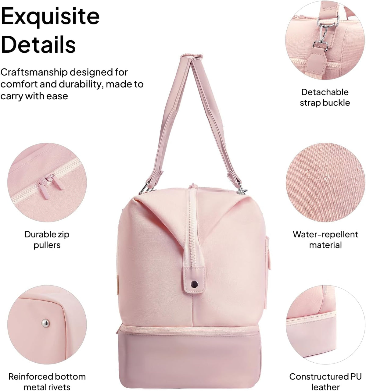 Travel Duffle Bag, Weekender Bags for Women with Shoe Compartment