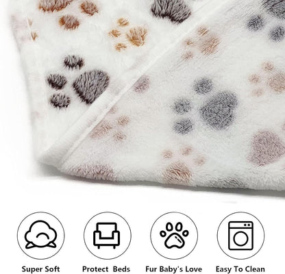 1 Pack 3 Puppy Dog Blankets Super Soft Warm Sleep Mat Fluffy Premium Fleece Pet Blanket Flannel Throw for Dog Puppy Cat - Paw Print Beige/Pink/Brown Small(23"x15")