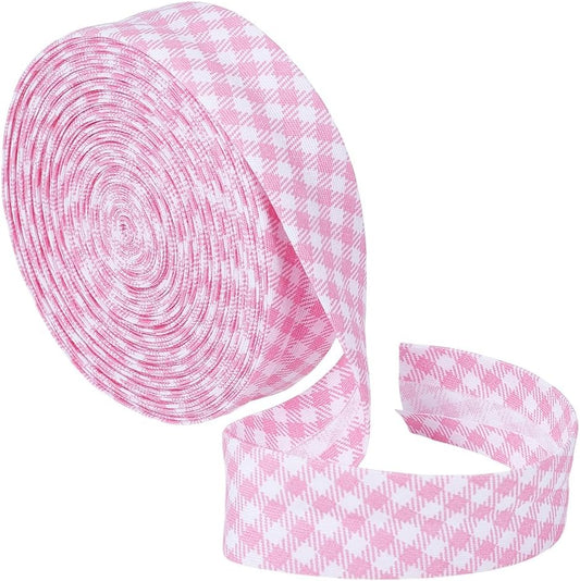 10.94 Yards Pink Stripe Bias Tape, 0.83 Inch Double Fold Bias Binding Tape Pre-fold Bulk Bias Tape for Cheongsam Decoration, Clothing Seaming Piping