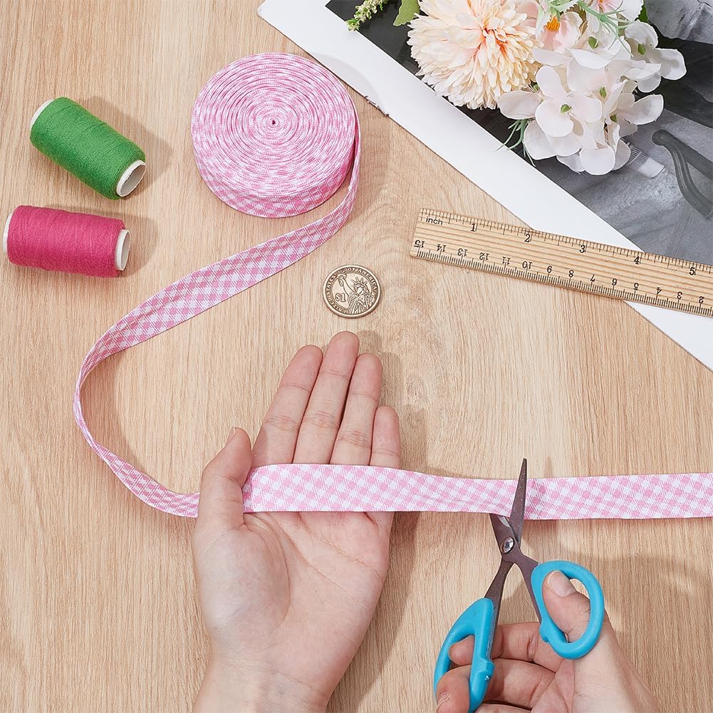 10.94 Yards Pink Stripe Bias Tape, 0.83 Inch Double Fold Bias Binding Tape Pre-fold Bulk Bias Tape for Cheongsam Decoration, Clothing Seaming Piping