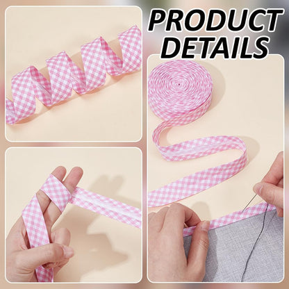 10.94 Yards Pink Stripe Bias Tape, 0.83 Inch Double Fold Bias Binding Tape Pre-fold Bulk Bias Tape for Cheongsam Decoration, Clothing Seaming Piping