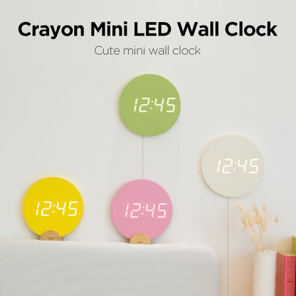 Crayon Mini Digital LED Wall Clock, Nightlight (Lovely Pink)