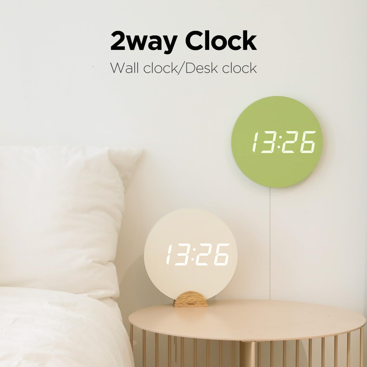 Crayon Mini Digital LED Wall Clock, Nightlight (Lovely Pink)