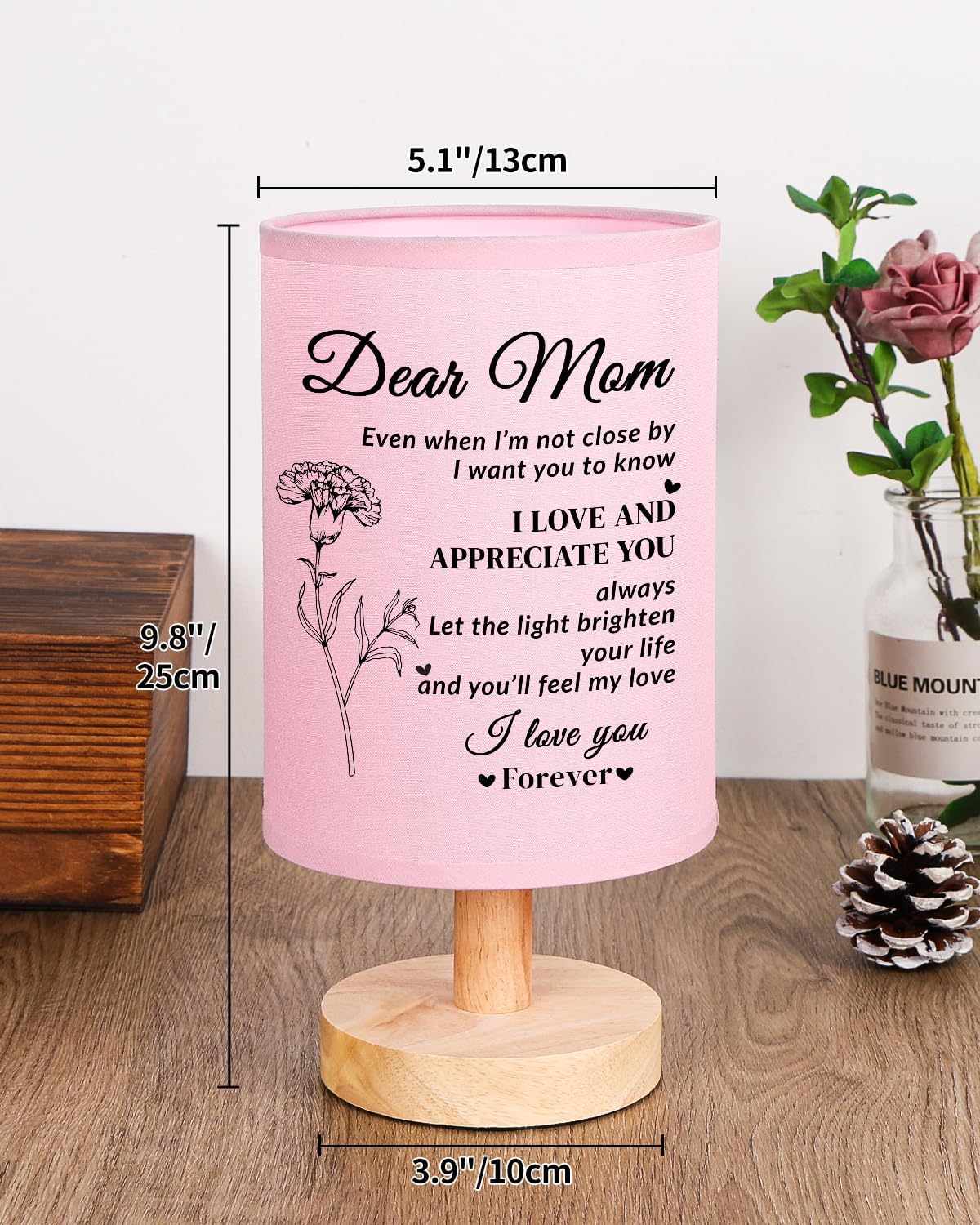 Gifts for Mom from Son, Table Lamp for Mom Birthday Gifts Pink