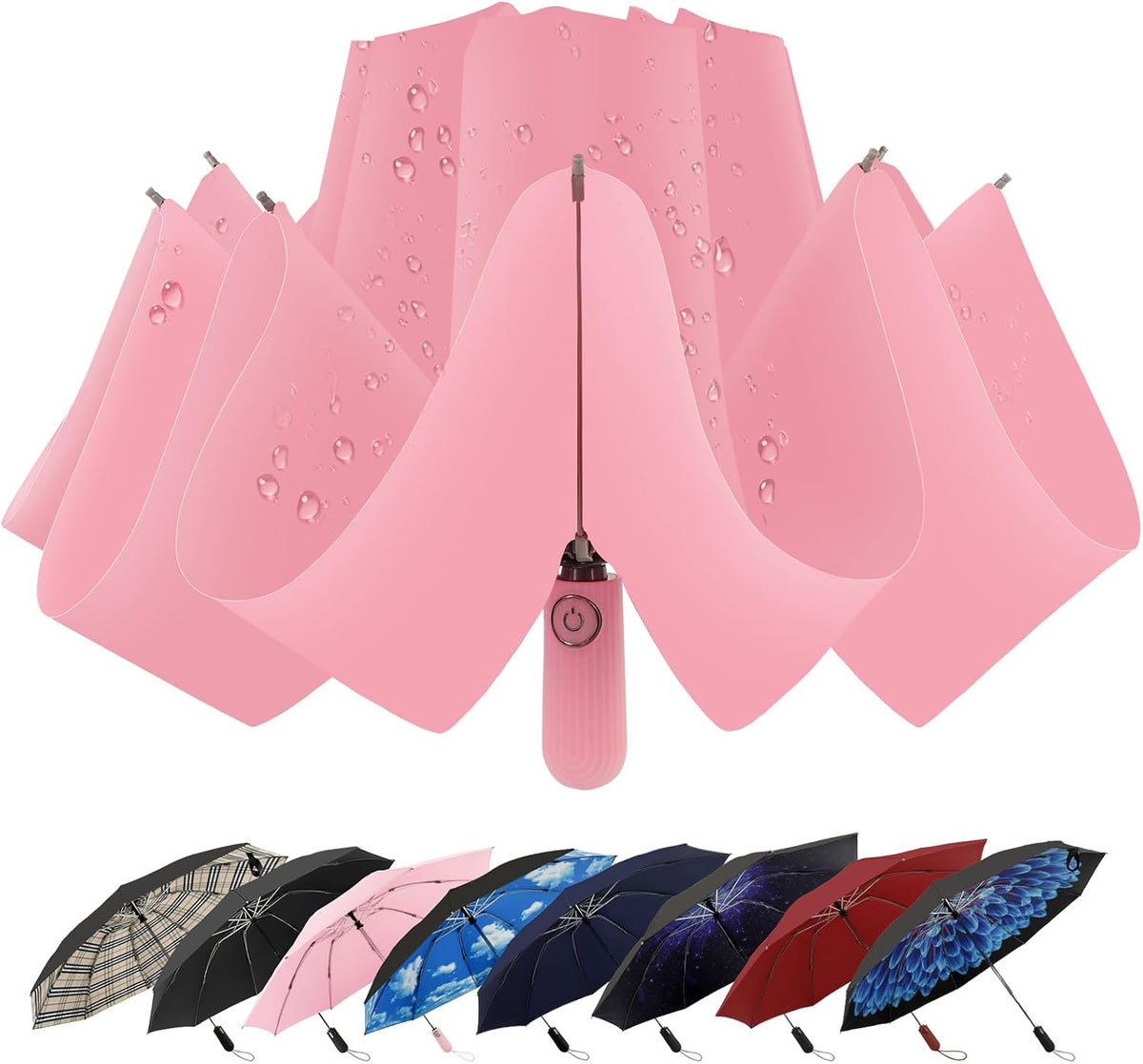 Inverted Umbrella for Rain, Compact Windproof Auto Open Close
