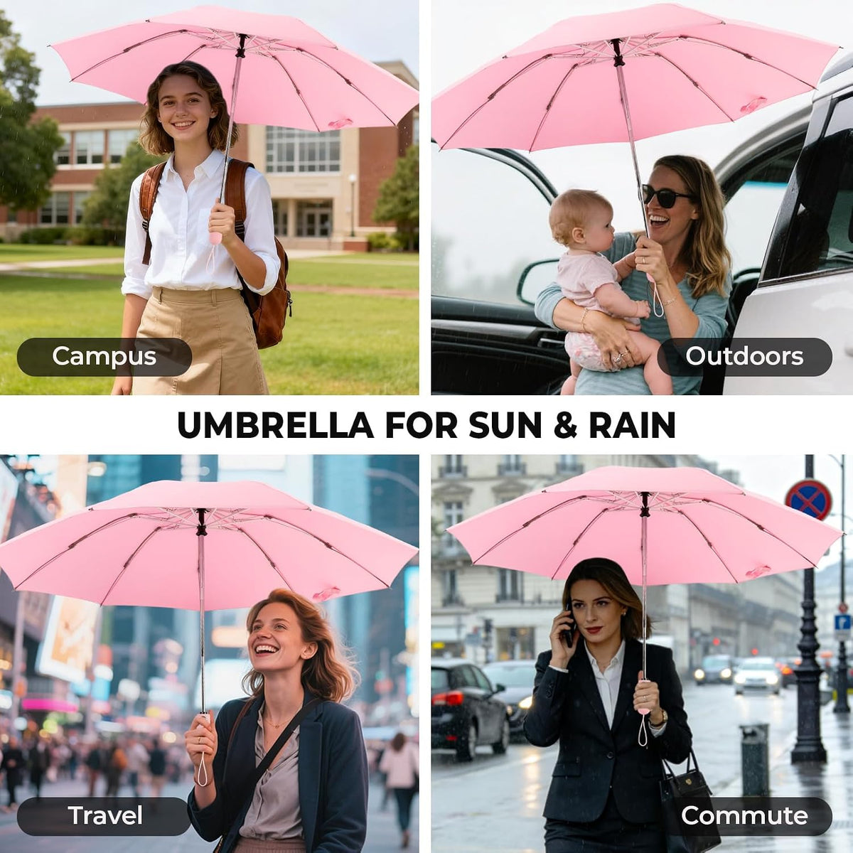 Inverted Umbrella for Rain, Compact Windproof Auto Open Close
