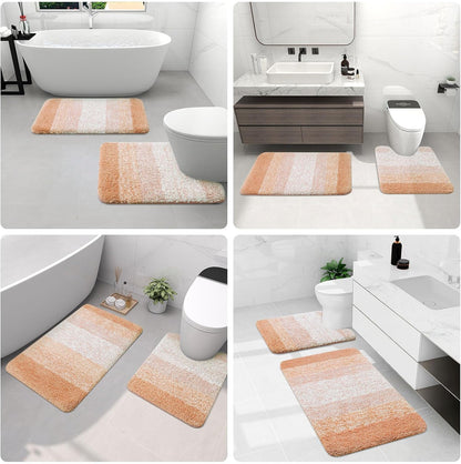Microfiber U-Shaped Bathroom Rugs Sets 3 Piece, 24x16+30x20+24x20