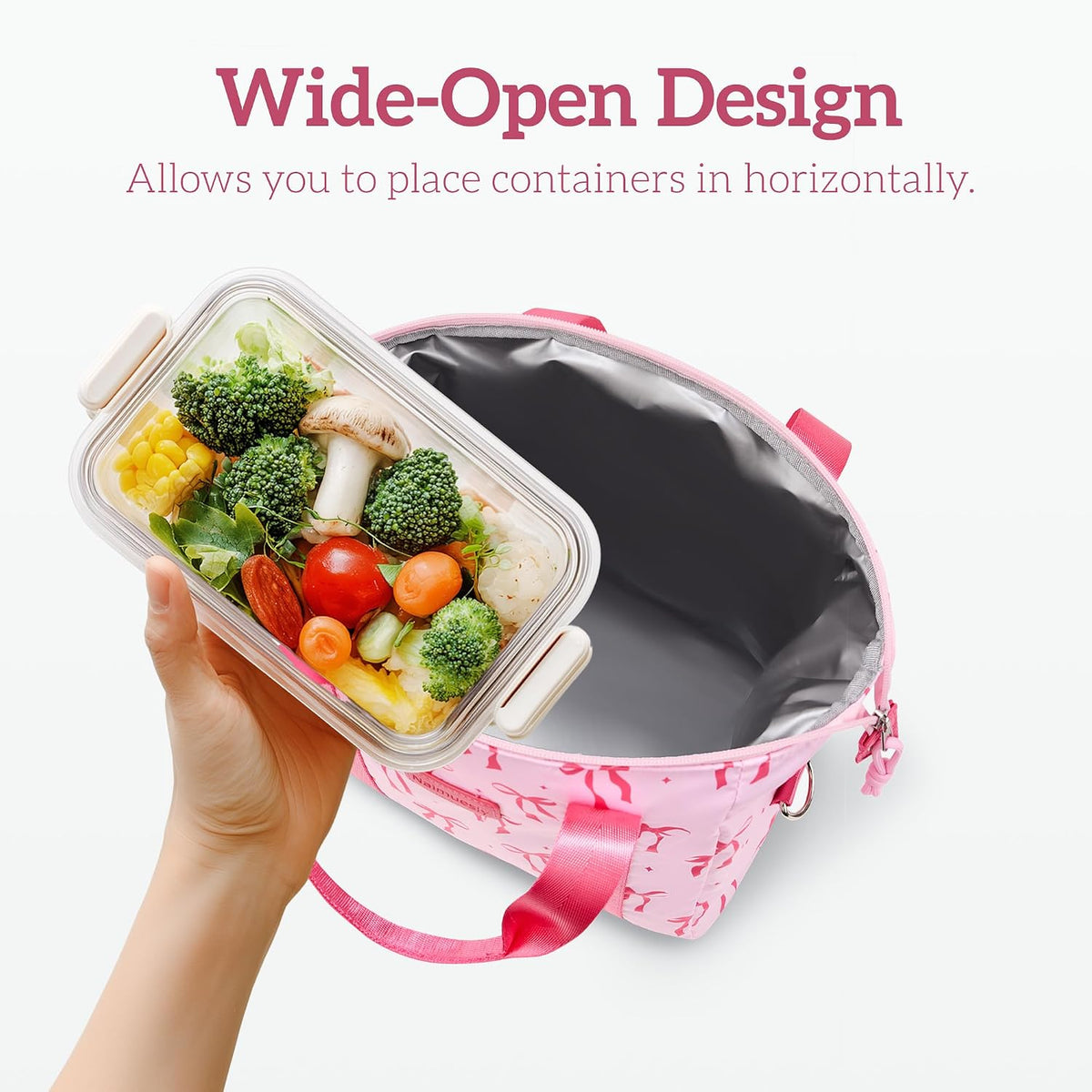 Lunch Bag Women Insulated Leakproof Lunch Box Pink bow