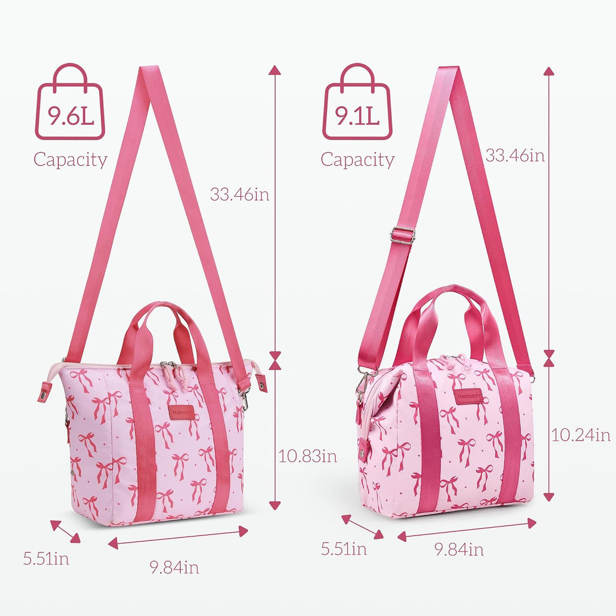 Lunch Bag Women Insulated Leakproof Lunch Box Pink bow