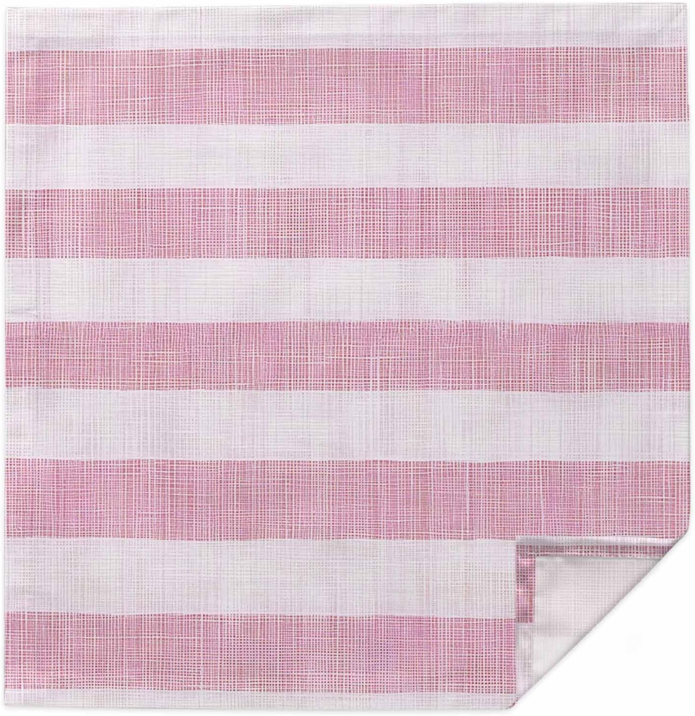 Cloth Napkins Set of 1,20x20 Inches Vintage Country Linen Stripes Washable Reusable Polyester Dinner Napkins for Holiday Parties Weddings Banquet Events,Pink