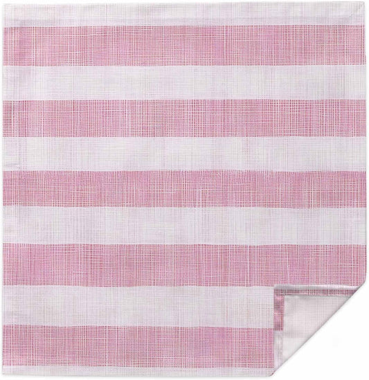 Cloth Napkins Set of 1,20x20 Inches Vintage Country Linen Stripes Washable Reusable Polyester Dinner Napkins for Holiday Parties Weddings Banquet Events,Pink