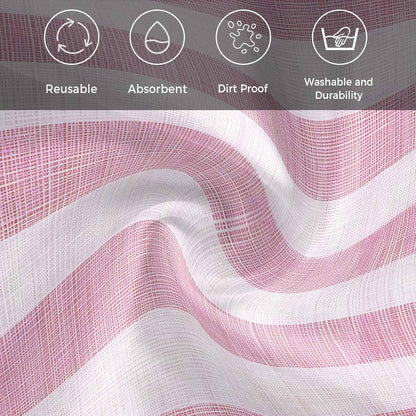 Cloth Napkins Set of 1,20x20 Inches Vintage Country Linen Stripes Washable Reusable Polyester Dinner Napkins for Holiday Parties Weddings Banquet Events,Pink