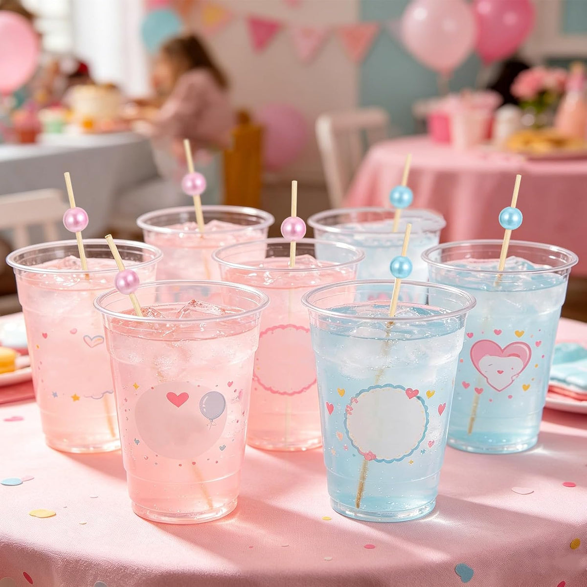 200Pcs Gender Reveal Cocktail Picks,4.7 inches Pink Blue Pearl Toothpicks for Appetizers Baby Shower Party Decorations