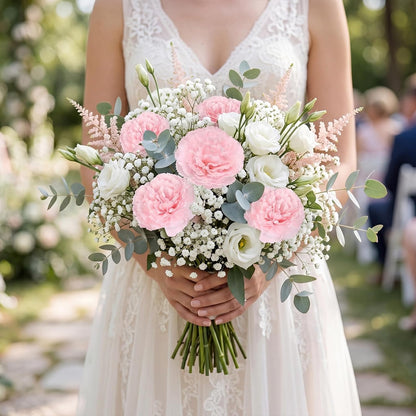 Blush Pink Carnations Artificial Flowers 15pcs Real Touch Carnation Flowers Latex Silk Flowers with Stems for Wedding Bouquets for Bridal Home Table Centerpieces (Latex Nude Pink)