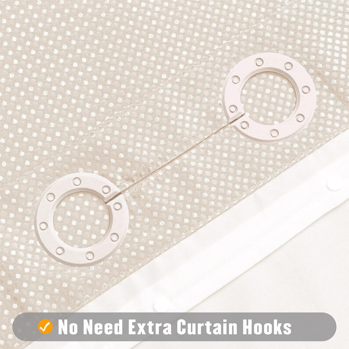 No Hook Weave Fabric Shower Curtain with Snap-in Liner Blush Pink,72x74