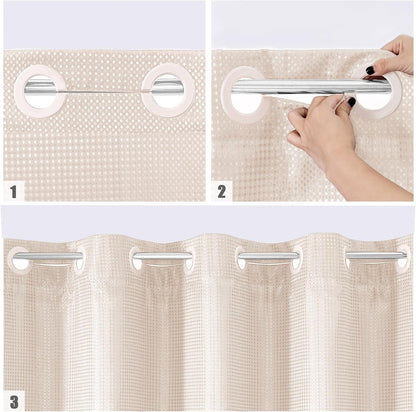 No Hook Weave Fabric Shower Curtain with Snap-in Liner Blush Pink,72x74