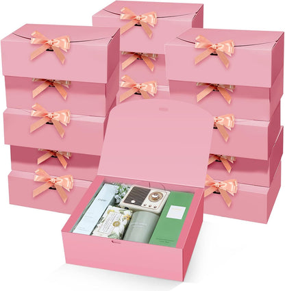 PEKGRIL 15 PCs Gift Boxes, 10X8X4 Inch Proposal Box with Ribbon, Pink Box