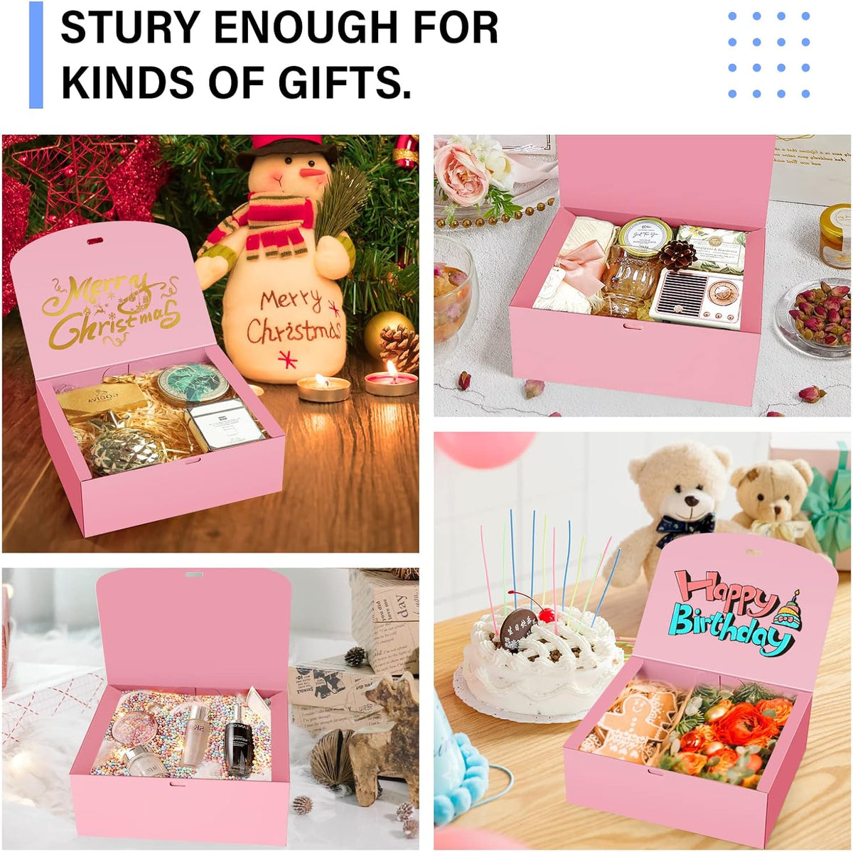 PEKGRIL 15 PCs Gift Boxes, 10X8X4 Inch Proposal Box with Ribbon, Pink Box