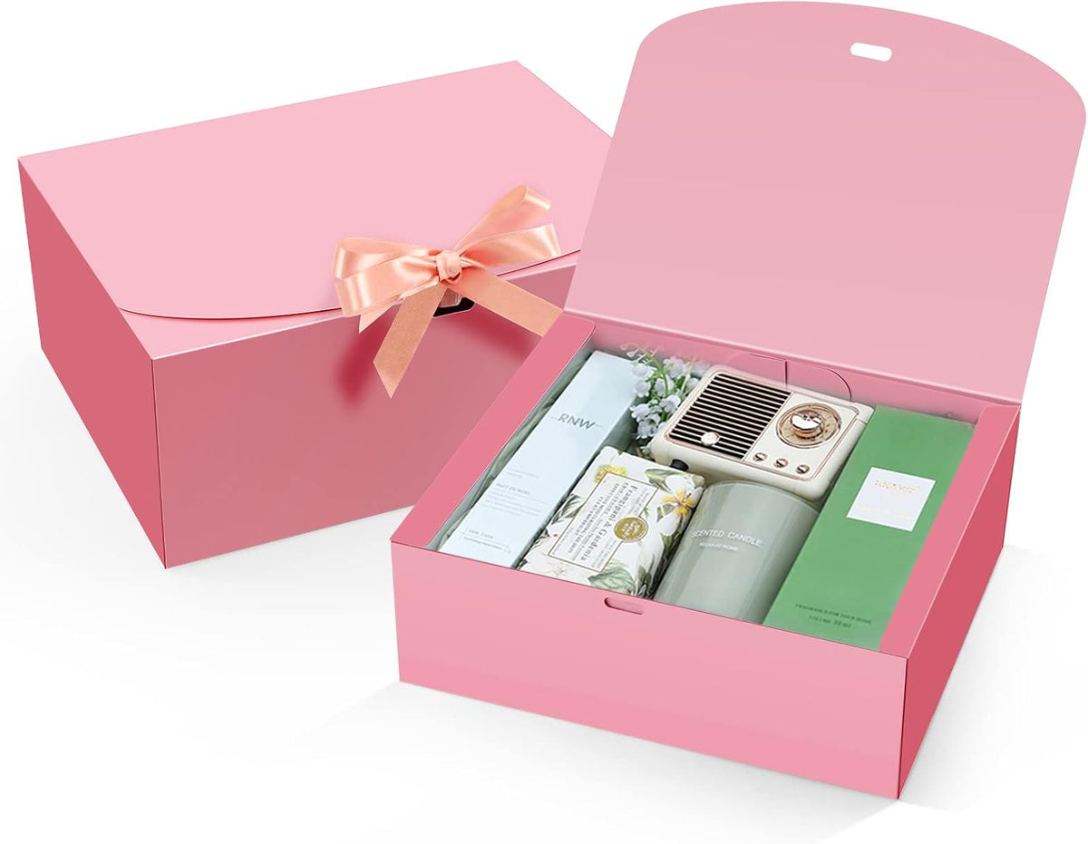 PEKGRIL 15 PCs Gift Boxes, 10X8X4 Inch Proposal Box with Ribbon, Pink Box