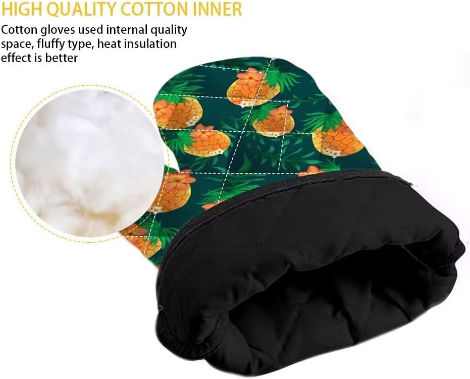 Grip Soft Heat Resistance 2 Piece Cute Pink Strawberry Oven Mitts Set for Cooking BBQ Quilted Inner Lining Skid Resistant Kitchen Oven Mittens
