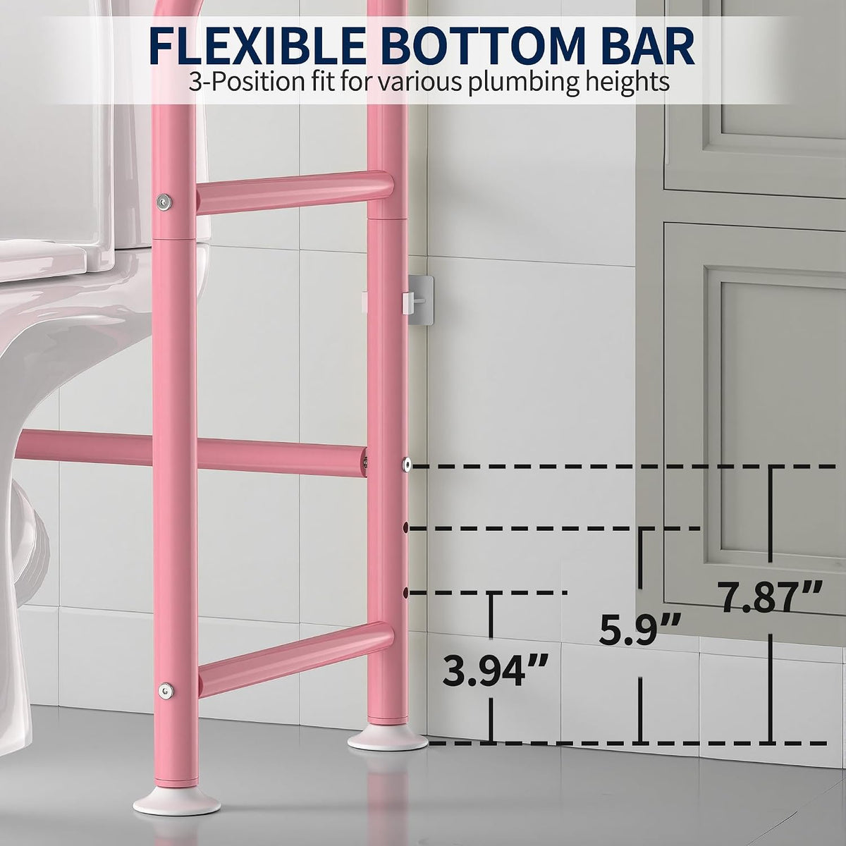 GloTika 3-Tier Over Toilet Storage, Anti-Wobble, Pink