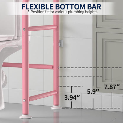 GloTika 3-Tier Over Toilet Storage, Anti-Wobble, Pink
