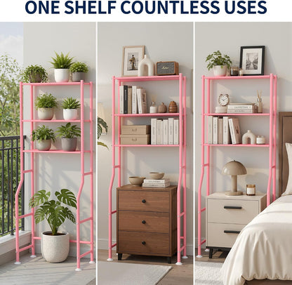 GloTika 3-Tier Over Toilet Storage, Anti-Wobble, Pink