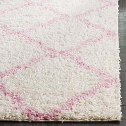 Dallas Shag Collection Area Rug - 6' x 9', Ivory & Light Pink, Trellis Design, Non-Shedding & Easy Care, 1.5-inch Thick Ideal for High Traffic Areas in Living Room, Bedroom (SGD257P)