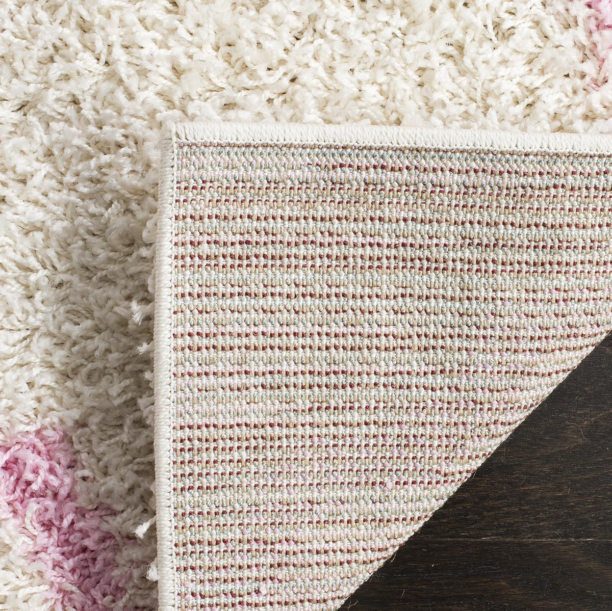 Dallas Shag Collection Area Rug - 6' x 9', Ivory & Light Pink, Trellis Design, Non-Shedding & Easy Care, 1.5-inch Thick Ideal for High Traffic Areas in Living Room, Bedroom (SGD257P)