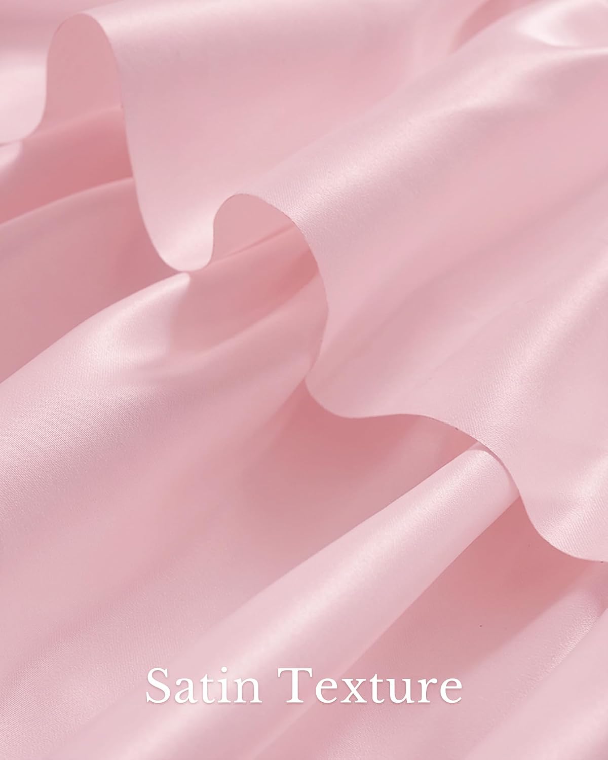 Pink Valance Farmhouse Window Curtains 18 Inches Long for Kitchen & Bathroom, Pink Satin Texture Ruffled Three-Tiered Valance for Bedroom, Luxury Light Filtering, 52 W