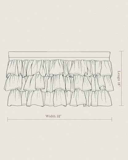 Pink Valance Farmhouse Window Curtains 18 Inches Long for Kitchen & Bathroom, Pink Satin Texture Ruffled Three-Tiered Valance for Bedroom, Luxury Light Filtering, 52 W