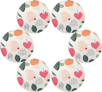 Round Placemats Set of 4 Peach and Heart Washable Non-Slip Heat Resistant Place Mats, 15.4” Dining Table Place Mats for Kitchen Holiday Party Decoration