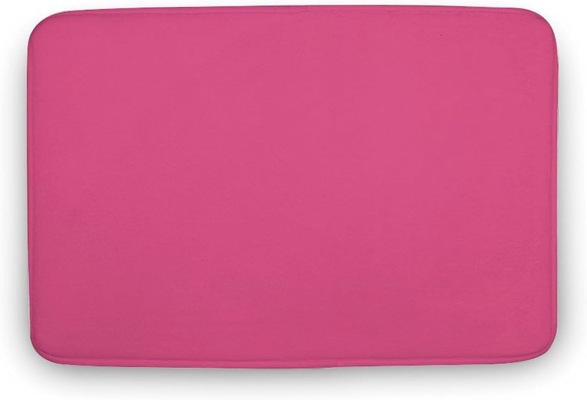 Solid Plain Pink Bathroom Rug, Non Slip & Soft Absorbent Bath Mat Carpets for Bathroom 20" x 32"