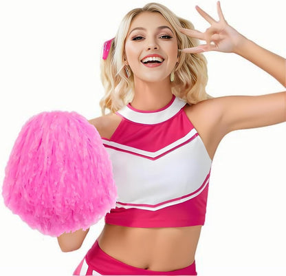 4 Pcs 10 Inch Pink Pom Poms and Thunder Sticks