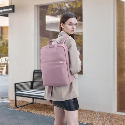 Slim Laptop Backpack for Women, Lightweight Business Backpack for Women Computer Bag Purse for Commuting, Fit 14Inch, Pink Purple
