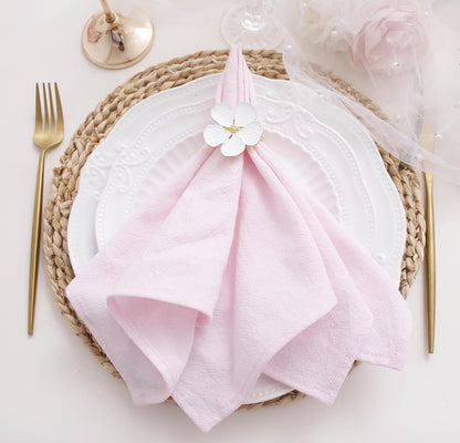 Dinner Cloth Napkins Bulk,100% Soft Cotton Linen Napkins,Washable Napkins with Hemmed Edges for Wedding Decoration Easter Spring Bridal Shower,16”*16”,(Set of 12, Pale Pink)