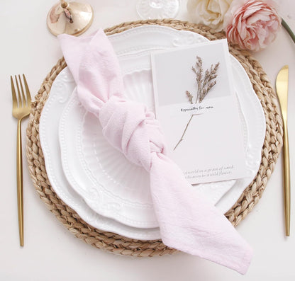 Dinner Cloth Napkins Bulk,100% Soft Cotton Linen Napkins,Washable Napkins with Hemmed Edges for Wedding Decoration Easter Spring Bridal Shower,16”*16”,(Set of 12, Pale Pink)