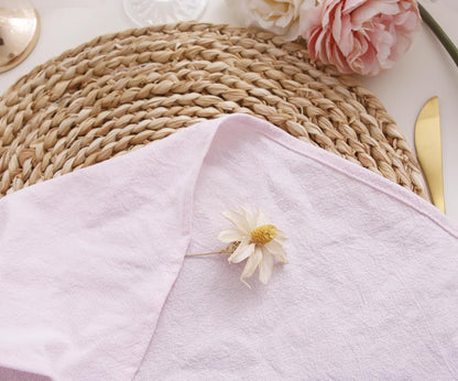 Dinner Cloth Napkins Bulk,100% Soft Cotton Linen Napkins,Washable Napkins with Hemmed Edges for Wedding Decoration Easter Spring Bridal Shower,16”*16”,(Set of 12, Pale Pink)