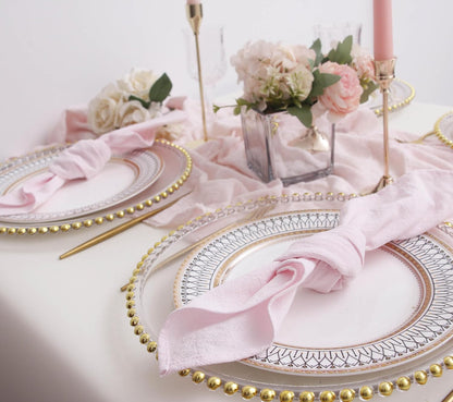 Dinner Cloth Napkins Bulk,100% Soft Cotton Linen Napkins,Washable Napkins with Hemmed Edges for Wedding Decoration Easter Spring Bridal Shower,16”*16”,(Set of 12, Pale Pink)
