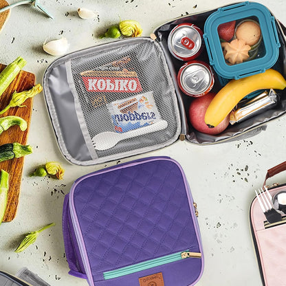 Kids Lunch Box Insulated Soft Mini Cooler with Bottle Holder, Lightweight Reusable Easy-Clean Lunch bag for Girls, Boys Back to School-Light Pink