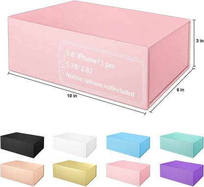 Pink Gift Box 10" x 6" x 3", Magnetic Closure Lid Gift Boxes for Presents