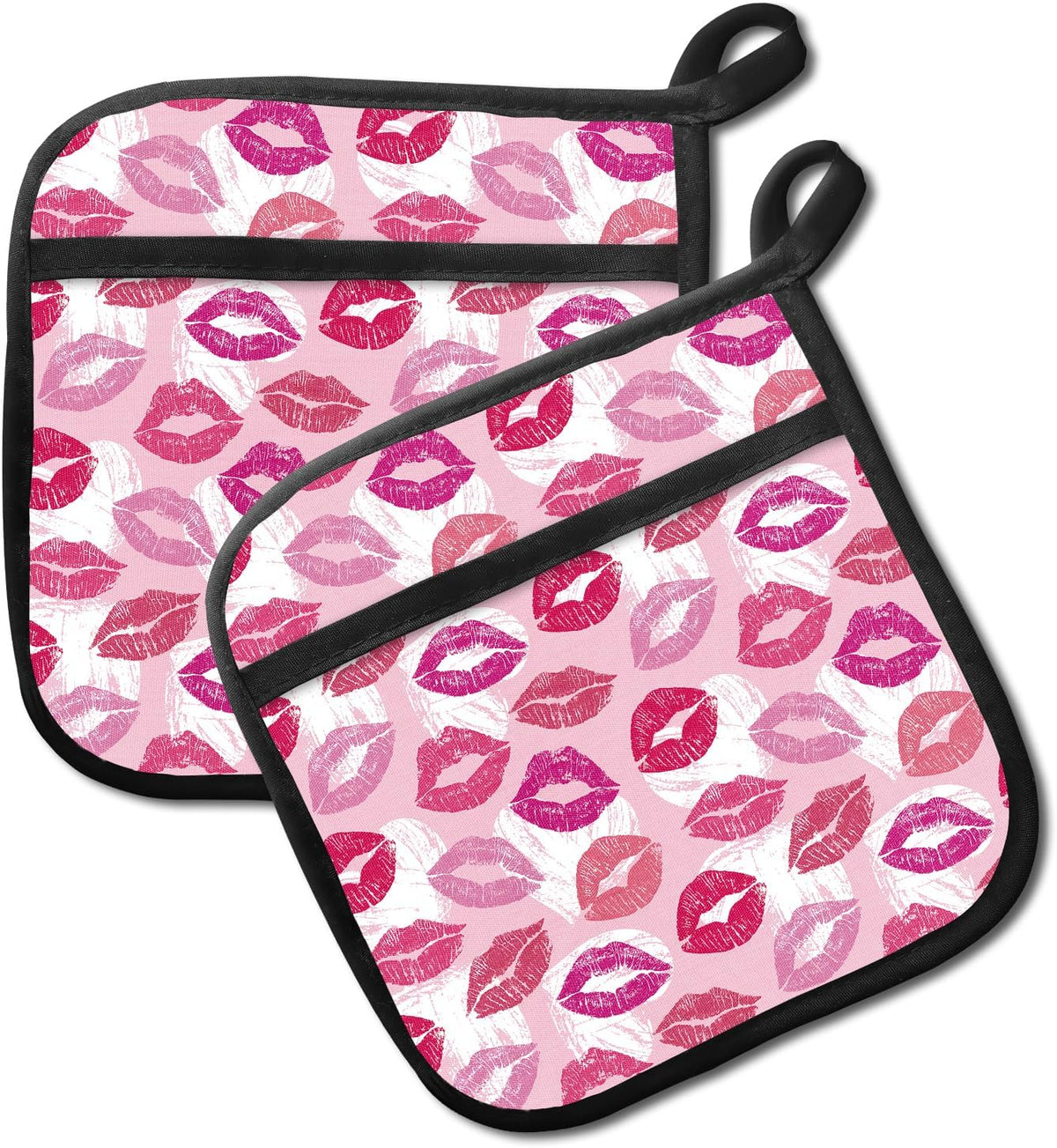 2 Pack Pot Holders for Kitchen Clearance, Cute Hot Pads, Funny Oven Pot Holders, Potholders Sets for Kitchen Heat Resistant Pink Lip Pattern