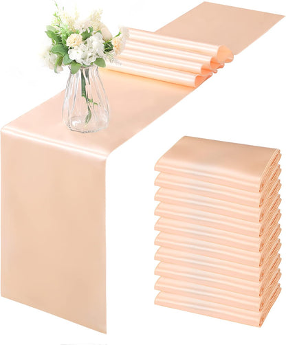 12 Pack Peach Satin Table Runner 12 x 108 Inch
