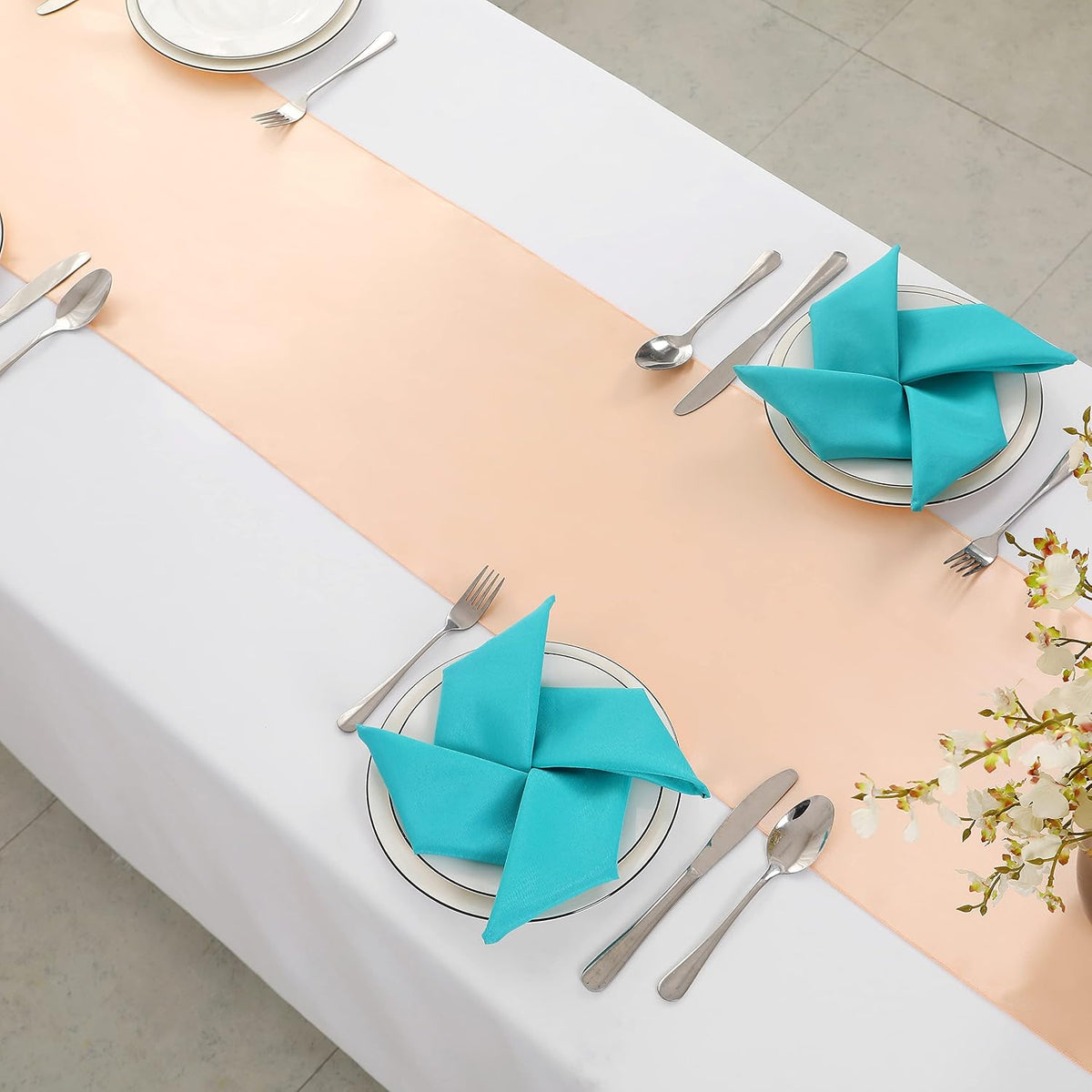 12 Pack Peach Satin Table Runner 12 x 108 Inch