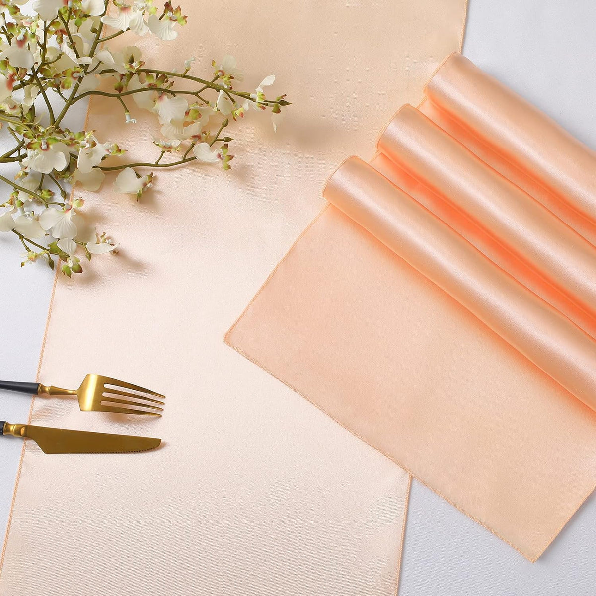 12 Pack Peach Satin Table Runner 12 x 108 Inch
