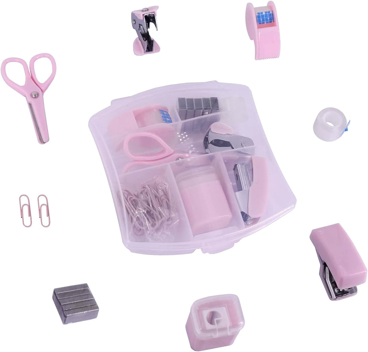 Mini Office Supply Kits Small Stapler for Student Office (Pink)
