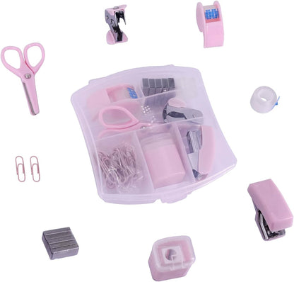 Mini Office Supply Kits Small Stapler for Student Office (Pink)