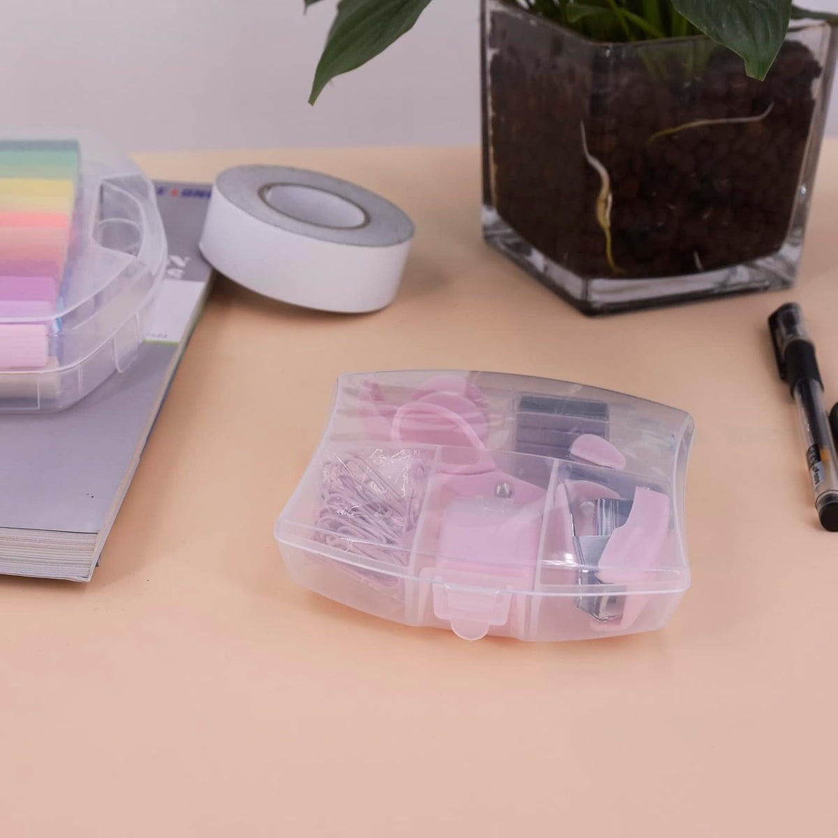 Mini Office Supply Kits Small Stapler for Student Office (Pink)