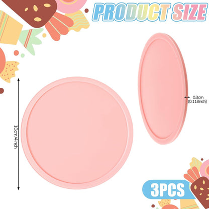 3 PCS Silicone Coasters, Non-Slip Desk Coasters Pink Round Coaster Heat Resistant Cup Mat for Drinks, Beverage, Coffee, Tea (3.93 Inch)