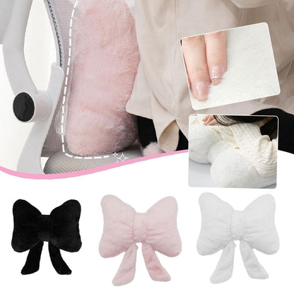 Soft Furry Bow Throw Pillows,Cute Bowknot Plush Pillow Home Decor,Valentine's Day Bow Throw Pillow,Stuffed Plush Decorative Ribbon Bow Pillows,3D Furry Ribbon Bow Shaped Pillow for Bed Couch (pink)